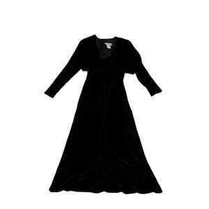 Roberta Vintage 90s One Shoulder Black Velvet Maxi Dress w Bolero Jacket -Size L